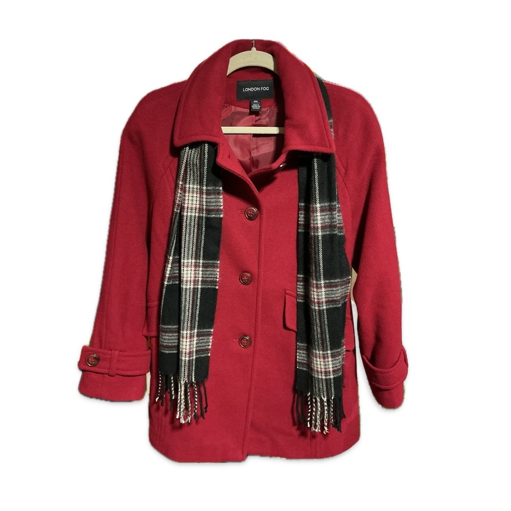 London Fog Wool Blend Coat/Jacket with Scarf NWT